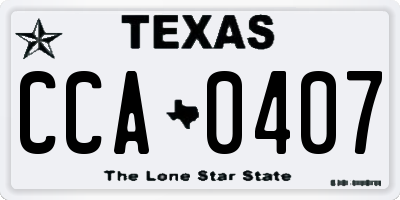 TX license plate CCA0407