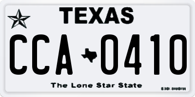 TX license plate CCA0410