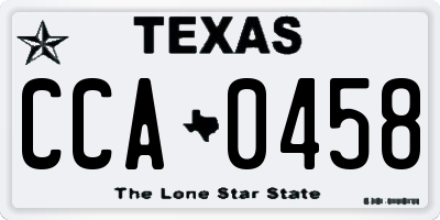 TX license plate CCA0458