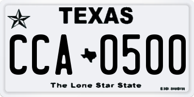 TX license plate CCA0500
