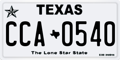 TX license plate CCA0540