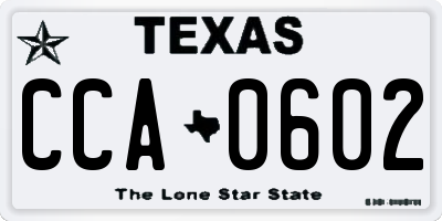 TX license plate CCA0602