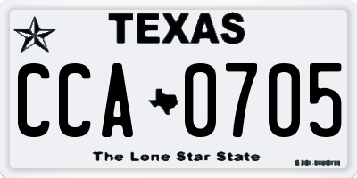 TX license plate CCA0705