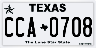 TX license plate CCA0708