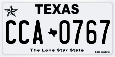 TX license plate CCA0767