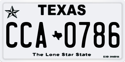 TX license plate CCA0786