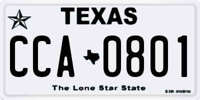 TX license plate CCA0801