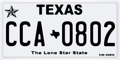 TX license plate CCA0802