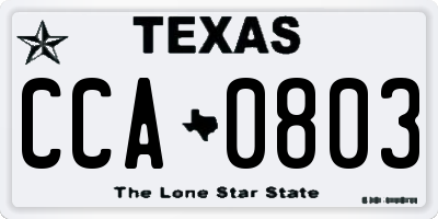 TX license plate CCA0803