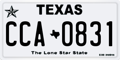 TX license plate CCA0831