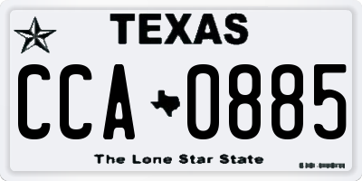 TX license plate CCA0885