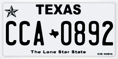 TX license plate CCA0892