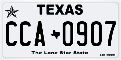 TX license plate CCA0907