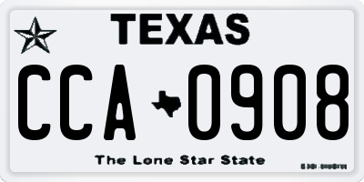 TX license plate CCA0908