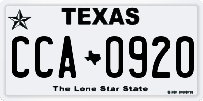 TX license plate CCA0920
