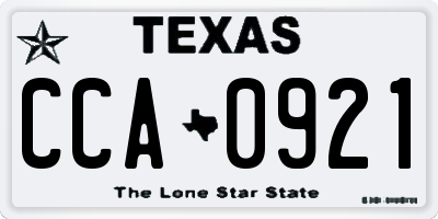 TX license plate CCA0921