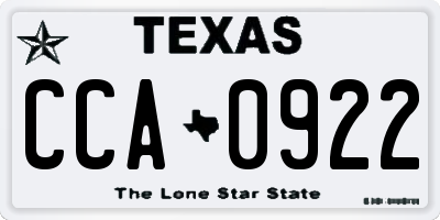 TX license plate CCA0922