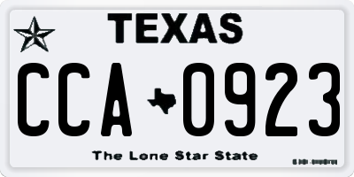 TX license plate CCA0923