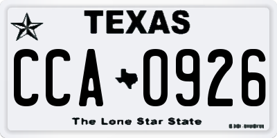 TX license plate CCA0926