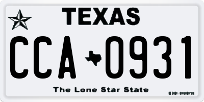TX license plate CCA0931