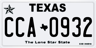 TX license plate CCA0932