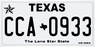 TX license plate CCA0933