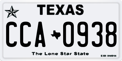 TX license plate CCA0938