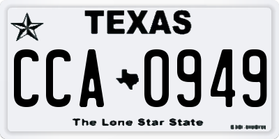 TX license plate CCA0949