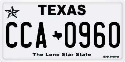 TX license plate CCA0960