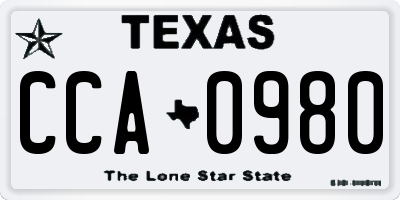 TX license plate CCA0980