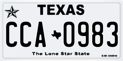 TX license plate CCA0983