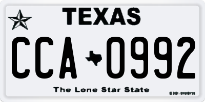 TX license plate CCA0992
