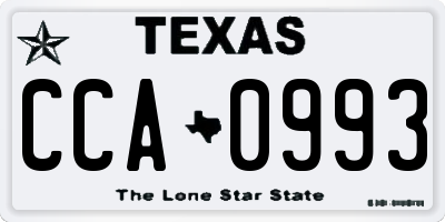 TX license plate CCA0993