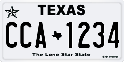 TX license plate CCA1234