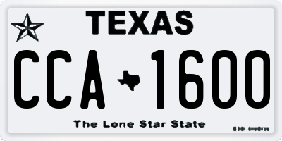 TX license plate CCA1600