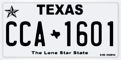 TX license plate CCA1601