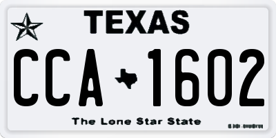 TX license plate CCA1602