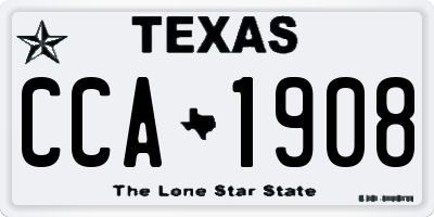 TX license plate CCA1908