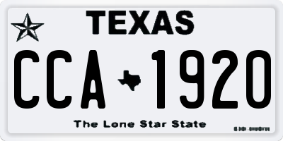 TX license plate CCA1920