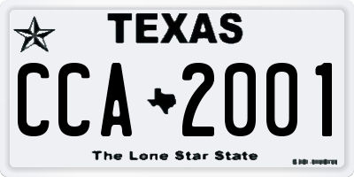 TX license plate CCA2001