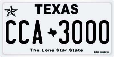 TX license plate CCA3000