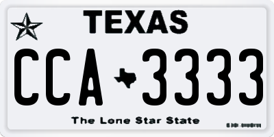 TX license plate CCA3333
