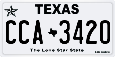 TX license plate CCA3420