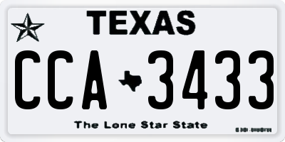 TX license plate CCA3433
