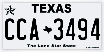 TX license plate CCA3494
