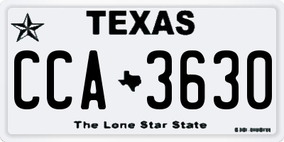 TX license plate CCA3630
