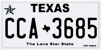 TX license plate CCA3685
