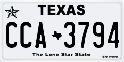 TX license plate CCA3794