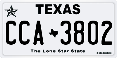 TX license plate CCA3802