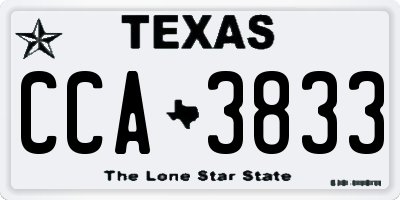 TX license plate CCA3833
